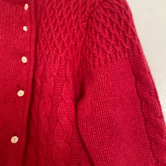 Vintage Robert Scott Ltd Pink Shetland Wool Cardigan Sz L CableKnit Sweater - Picture 7 of 9